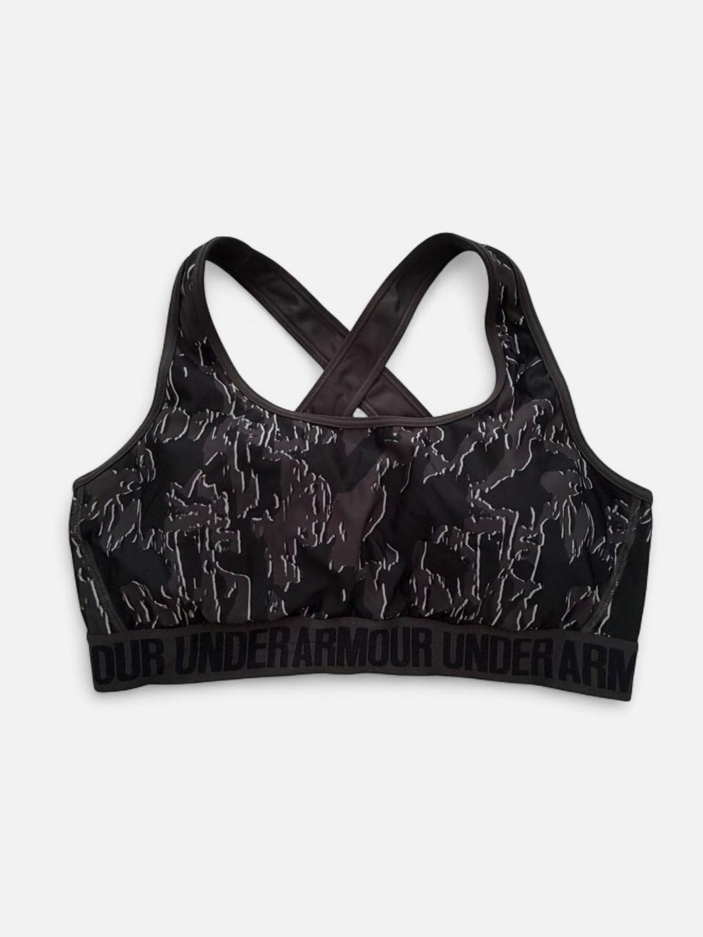 Under Armour Black Camo Crossback Sports Bra with Branded Band